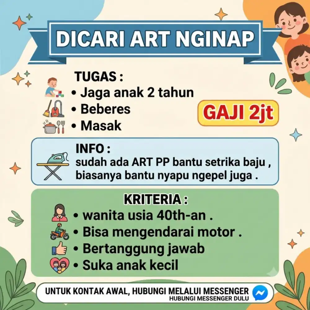 Dicari : ART menginap