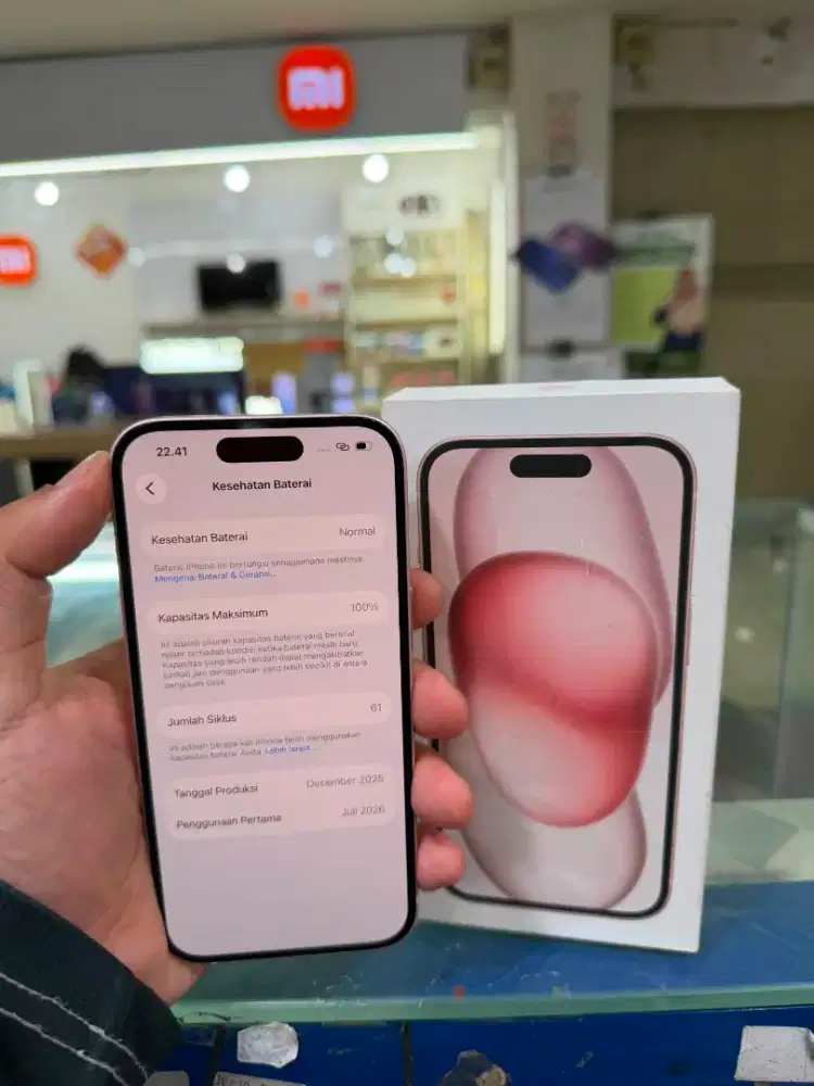 Jual iphone 15 128GB ibox BH 100% cc 61 1 bln pakai garansi juli 2027
