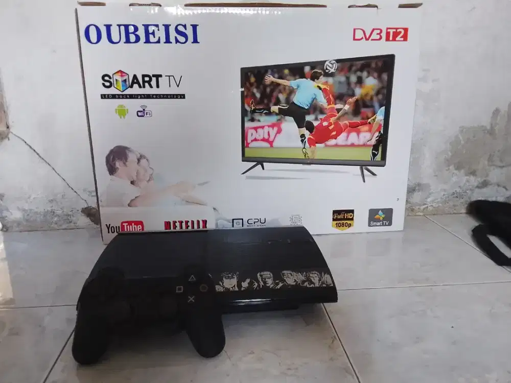 Ps 3 super slim dan tv LED android smart tv 25 inci