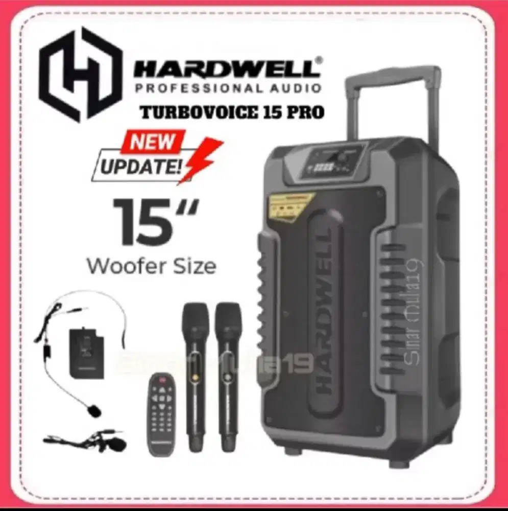 Speaker portable 15 inch hardwell turbovoice 15 pro bluetooth 350Watt