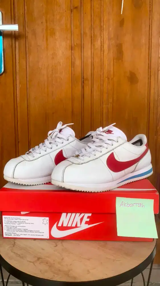 Nike Cortez Leather White Varsity Red Blue Original