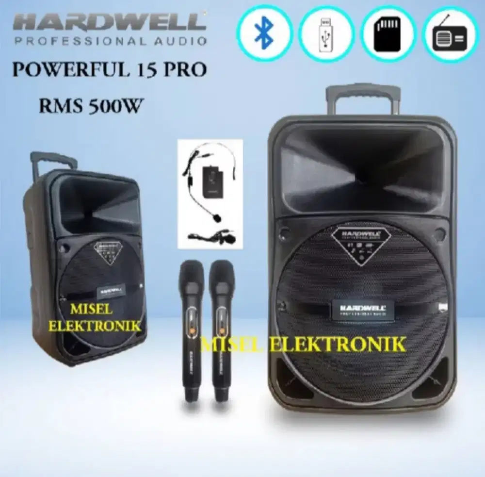 Speaker portable 15 inch hardwell powerfull 15 pro bluetooth 500Watt