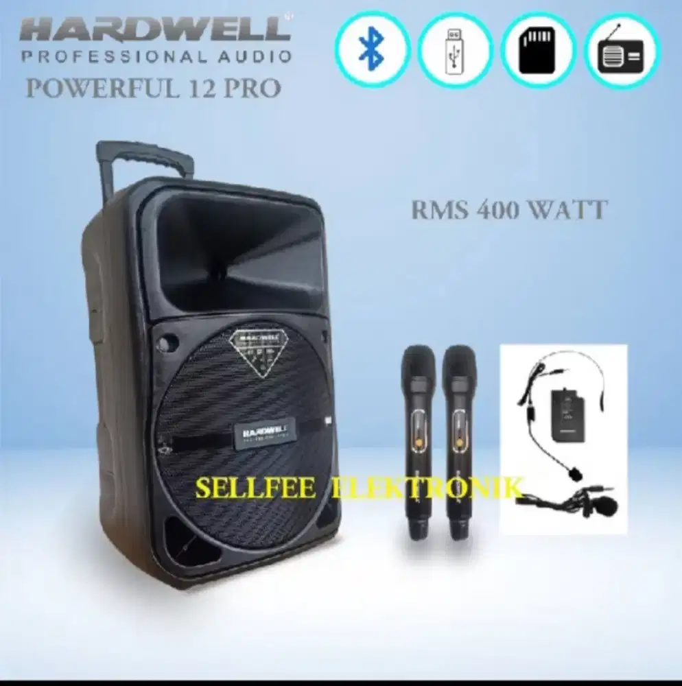 Speaker portable 12 inch hardwell powerfull 12 pro bluetooth 400Watt