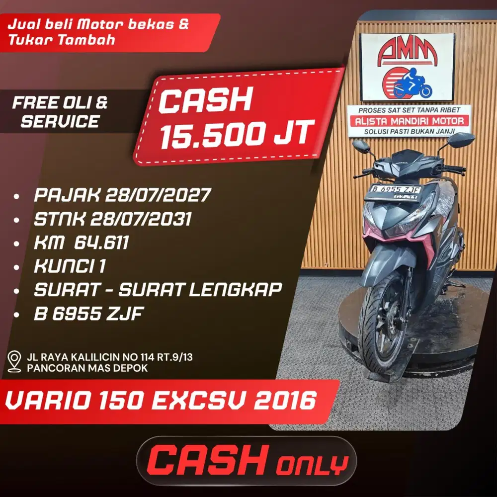 VARIO 150 EXCLSV 2016 PAJAK HIDUP CASH ONLY ALISTA