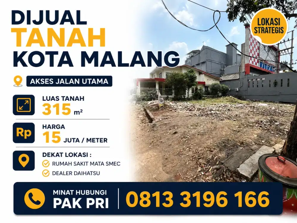 Dijual tanah nol jalan raya aspal malang