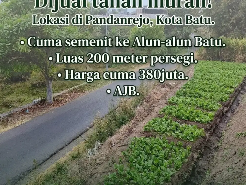 Dijual tanah daerah pandan rejo kota batu