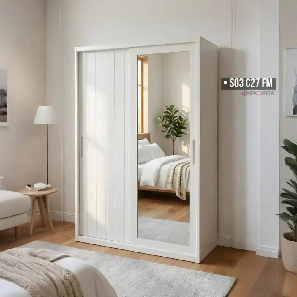 Lemari Pakaian Besi Pintu Sliding 2 Pintu Importa OKELO S03 C27 FM