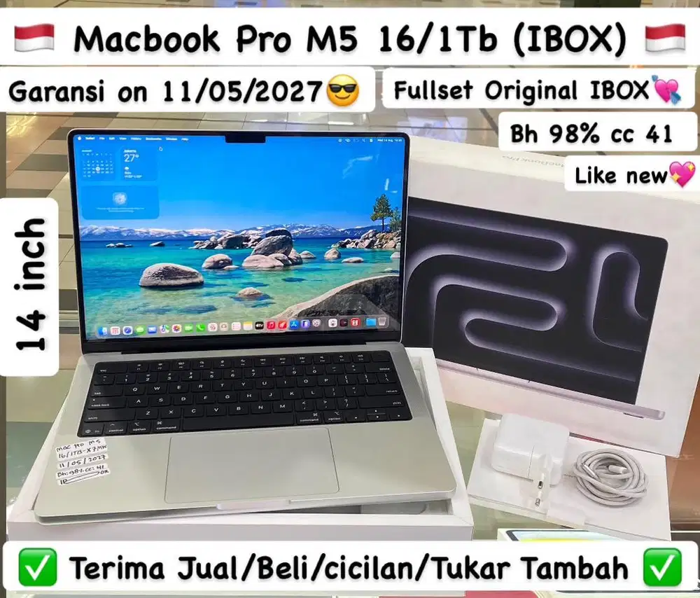 Macbook Pro M5 14 inch 16/1 Tb Silver Ibox Masih garansi