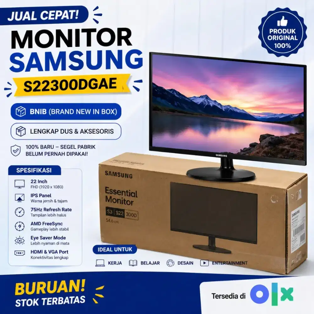 Monitor Samsung Essential 22 Inch S22300DGAE IPS FHD 75Hz