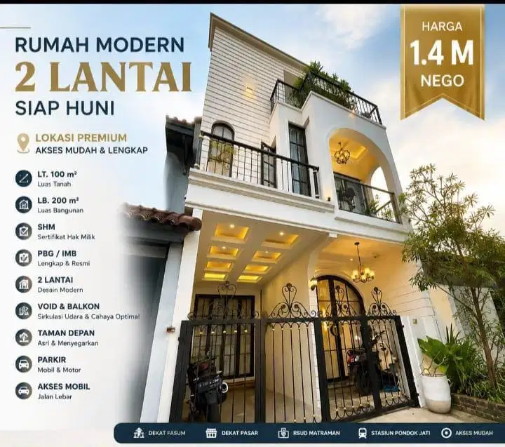 Rumah Baru 2lt Murah, Stategis diPisangan baru Matraman JakTim