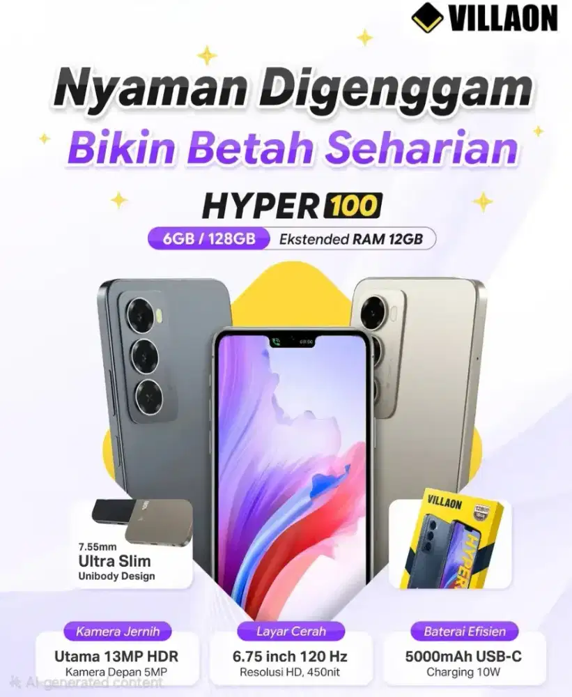 Villaon Hyper 100 6/128 black (baru) garansi resmi