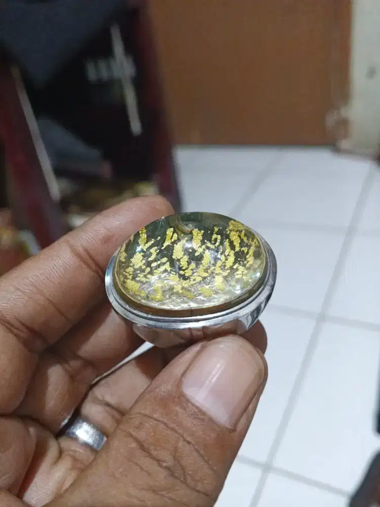 Batu Ciliwung dim 33X23X16 ring monel size 10