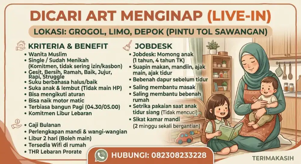 ART Menginap Grogol Limo Depok