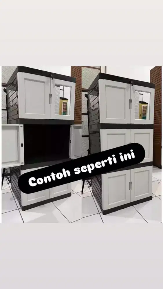 Jual lemari plastik 3 susun kaca