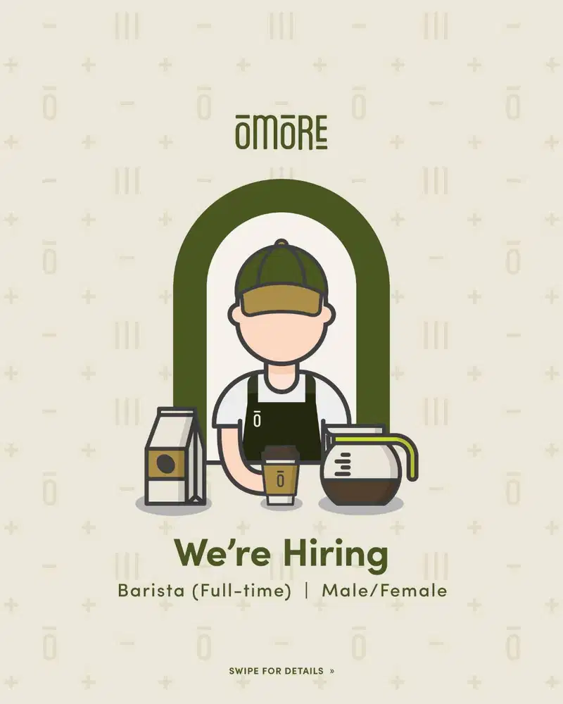 Lowongan Barista Full-time OMORE Coffee, Palagan, Yogyakarta