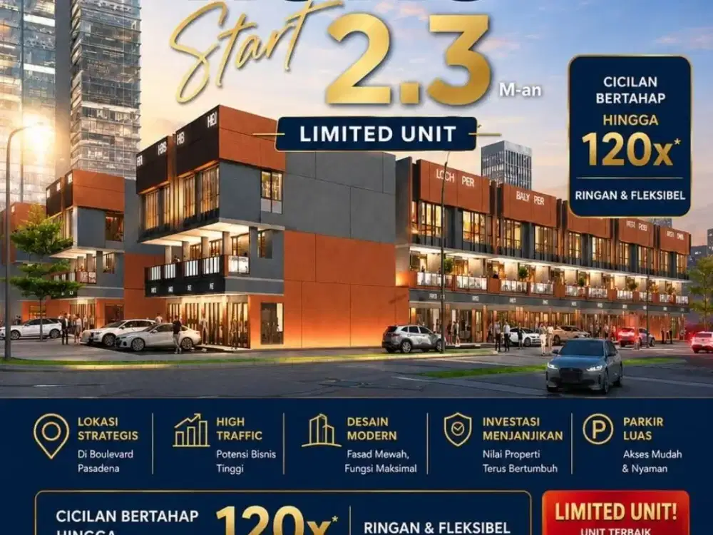 THE FINEST COMMERCIAL RUKO PASADENA SOUTH SQUARE NEW TYPE 2LANTAI 2,3M CASH 120X!