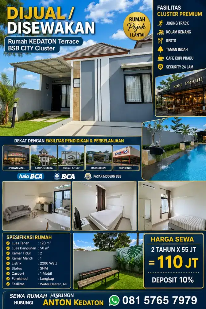 Termurah sewa furnished kedaton bsb hilago beranda bali miles ivy park