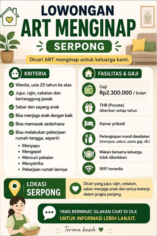 Lowongan ART Menginap
