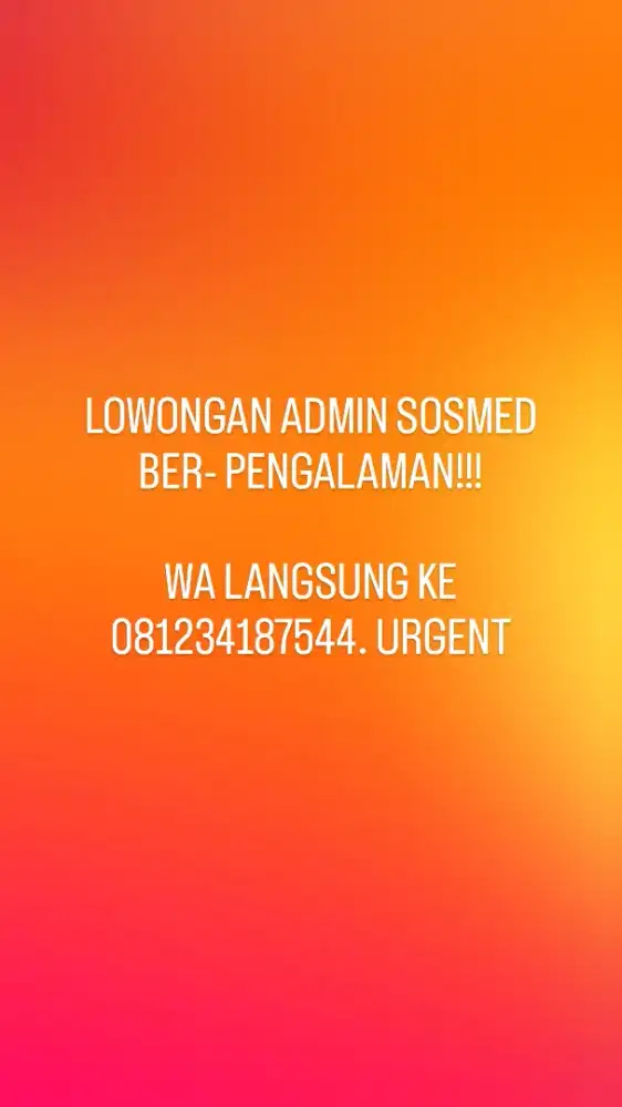 DIBUTUHKAN CEPAT: TIM MARKETPLACE / ADMIN ONLINE..