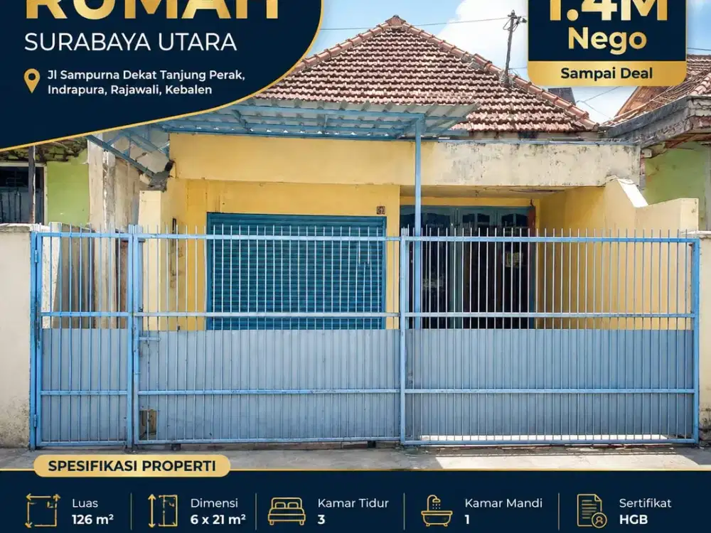 Dijual Rumah Surabaya Utara Jl Sampurna