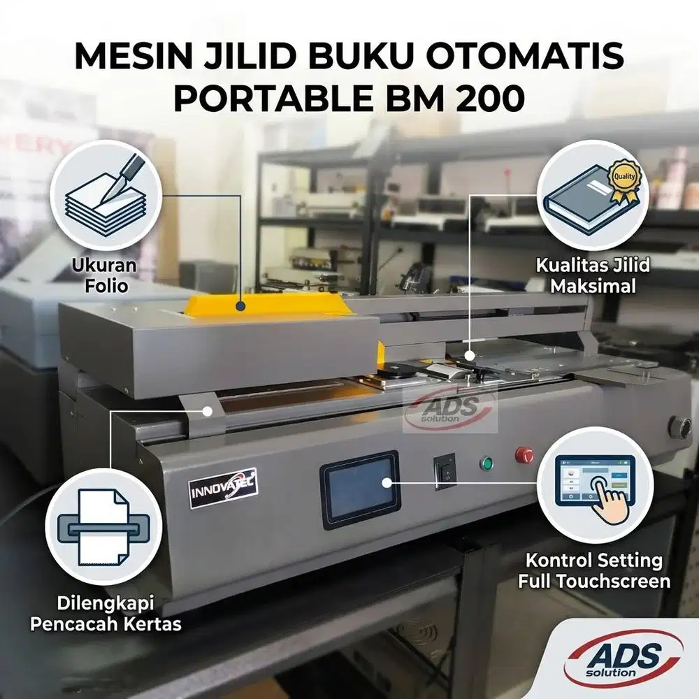 MESIN JILID BUKU OTOMATIS PORTABLE BM 200 UKURAN A4 TIPE PREMIUM