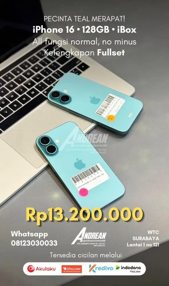Second iphone 16 128 gb ibox teal