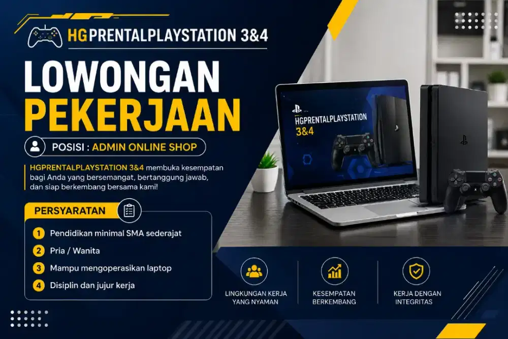 lowongan pekerjaan admin online shop HGPRENTALPLAYSTATION 3&4
