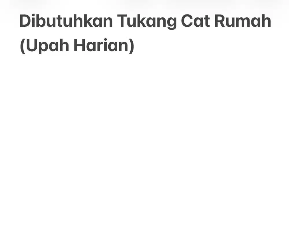 Dibutuhkan Tukang Cat Rumah