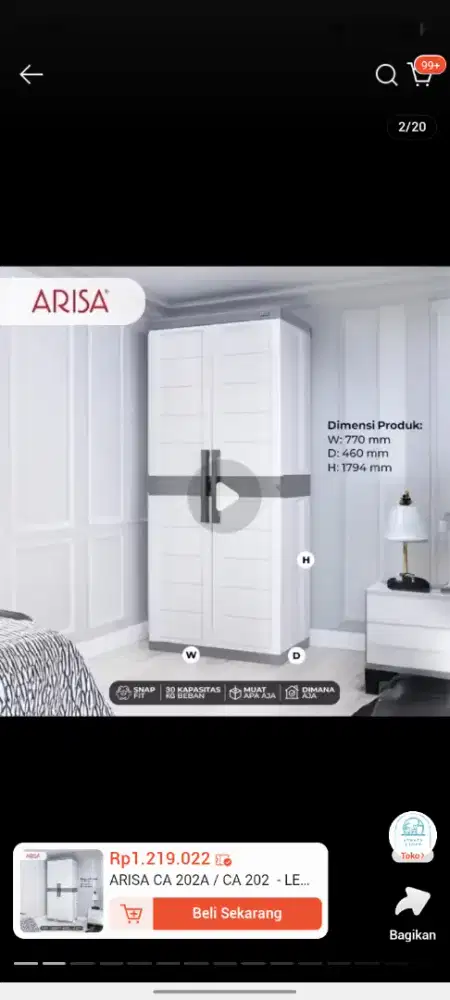 Lemari arisa 5 sekat c202