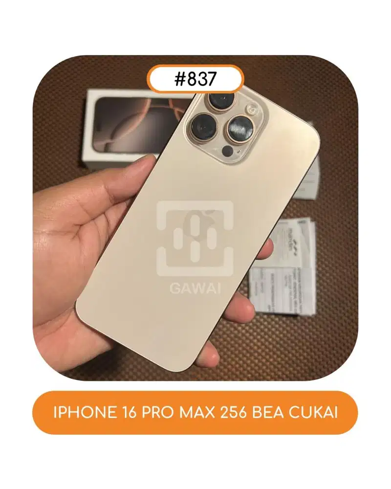 #837 Iphone 16 Pro Max Desert Titanium 256 Resmi Bea Cukai BH 86%