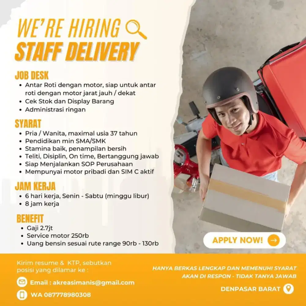 Staf Delivery Roti Pakai Motor
