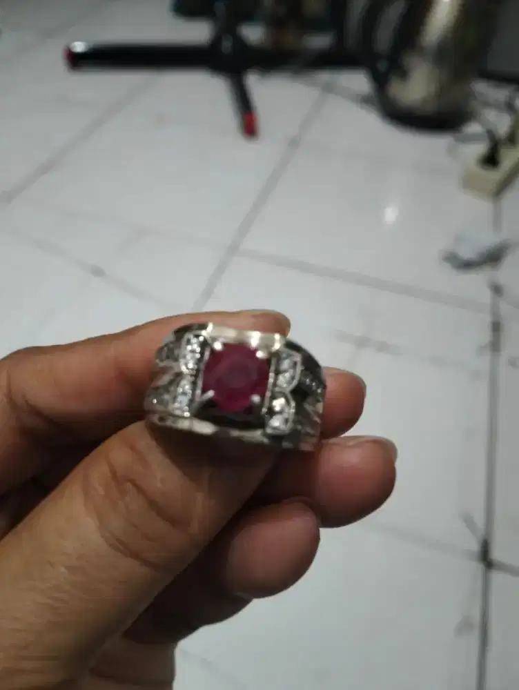 Jual ruby natural,ring perak tebal