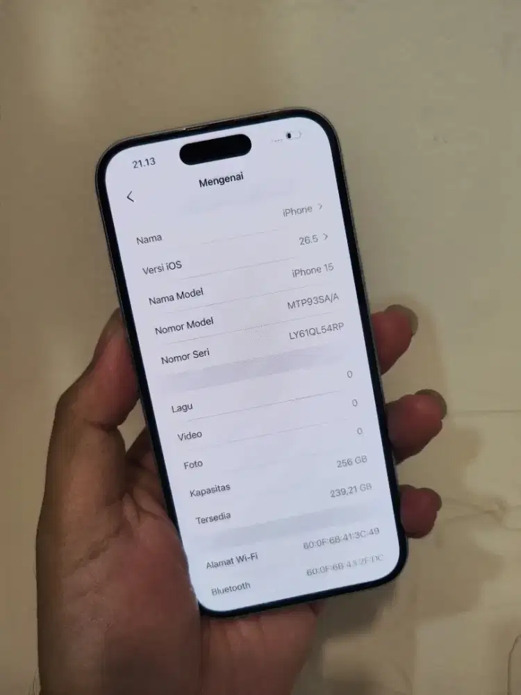 iPhone 15 256 GB ex garansi resmi