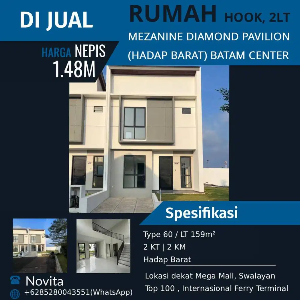 Rumah 2 Lantai Mezanine Hook DIAMOND PAVILION - Batam Center