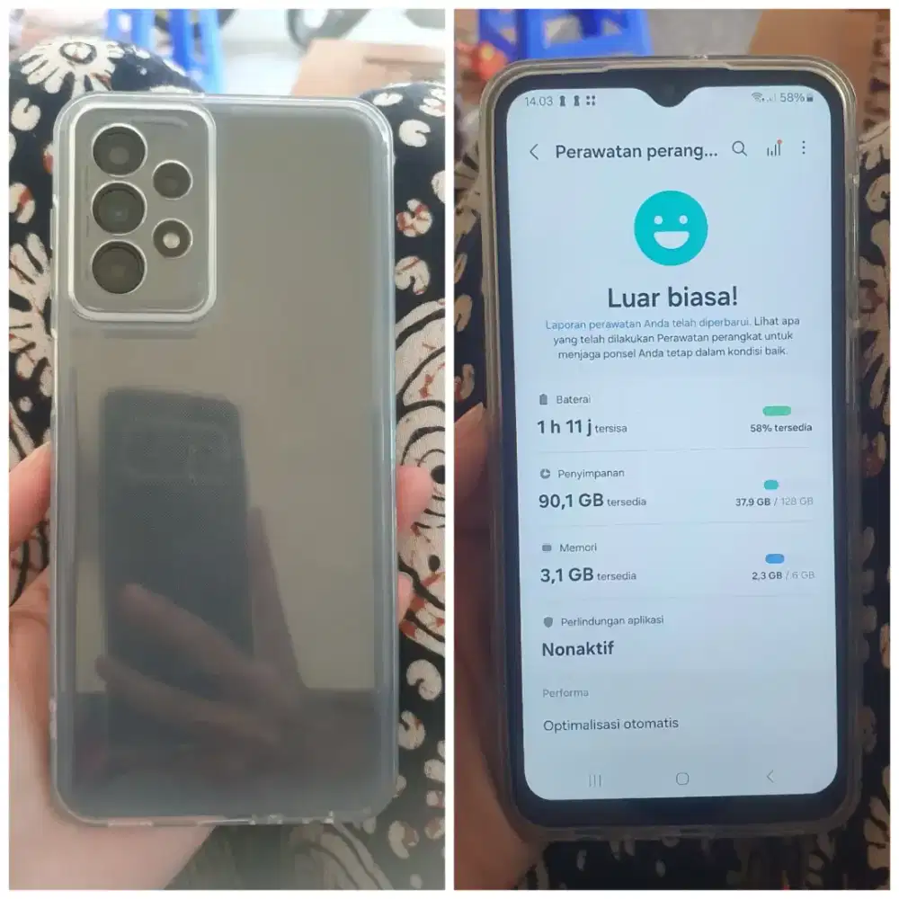 SAMSUNG A23
RAM 6/128 (SIDIK JARI ON)