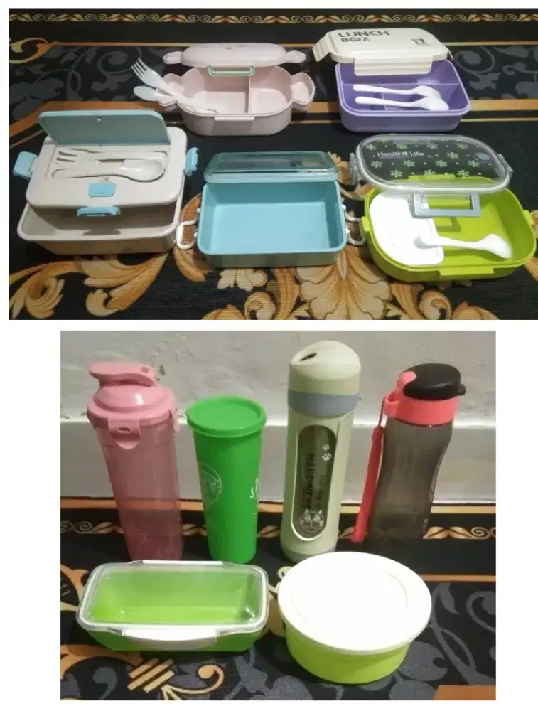 Di jual Paket 11 Pcs tempat makan & minum, kondisi masih bagus.