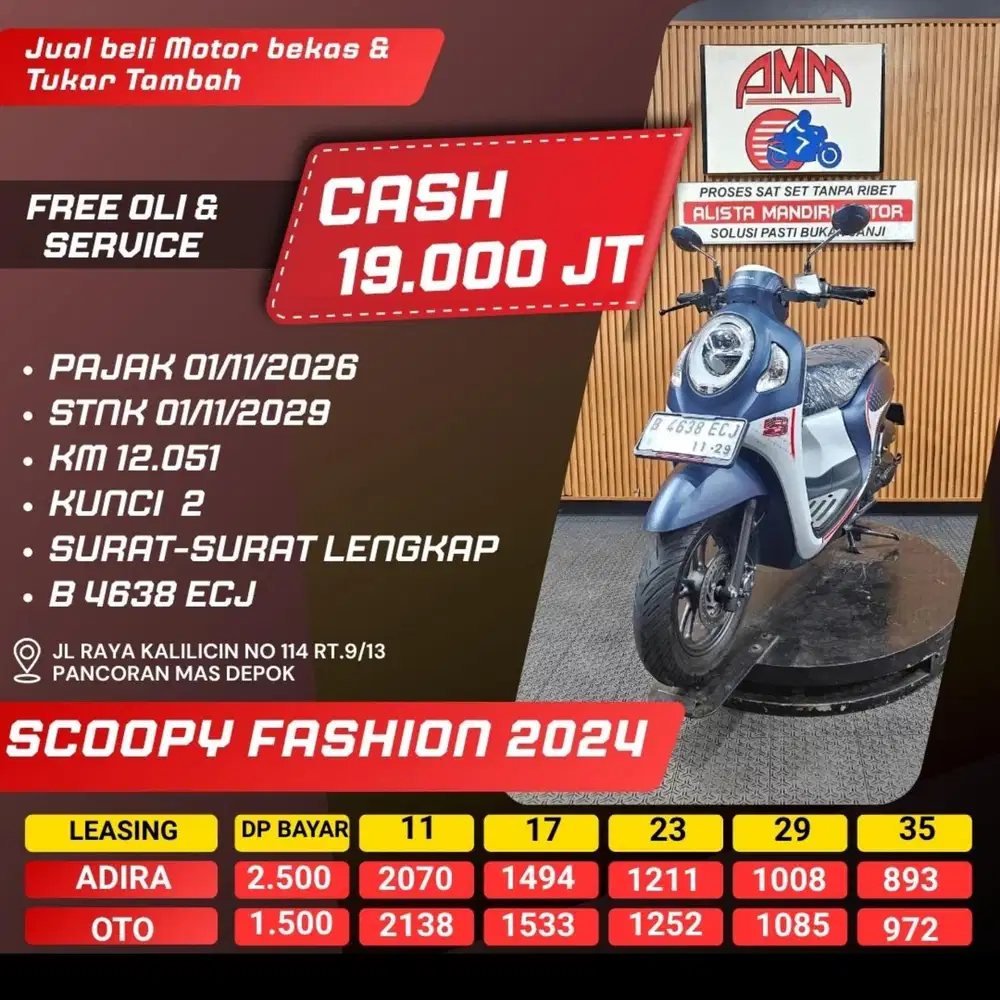 SCOOPY FASHION 2024 PAJAK HIDUP KUNCI 2 KM LOW CASH / KREDIT ALISTA