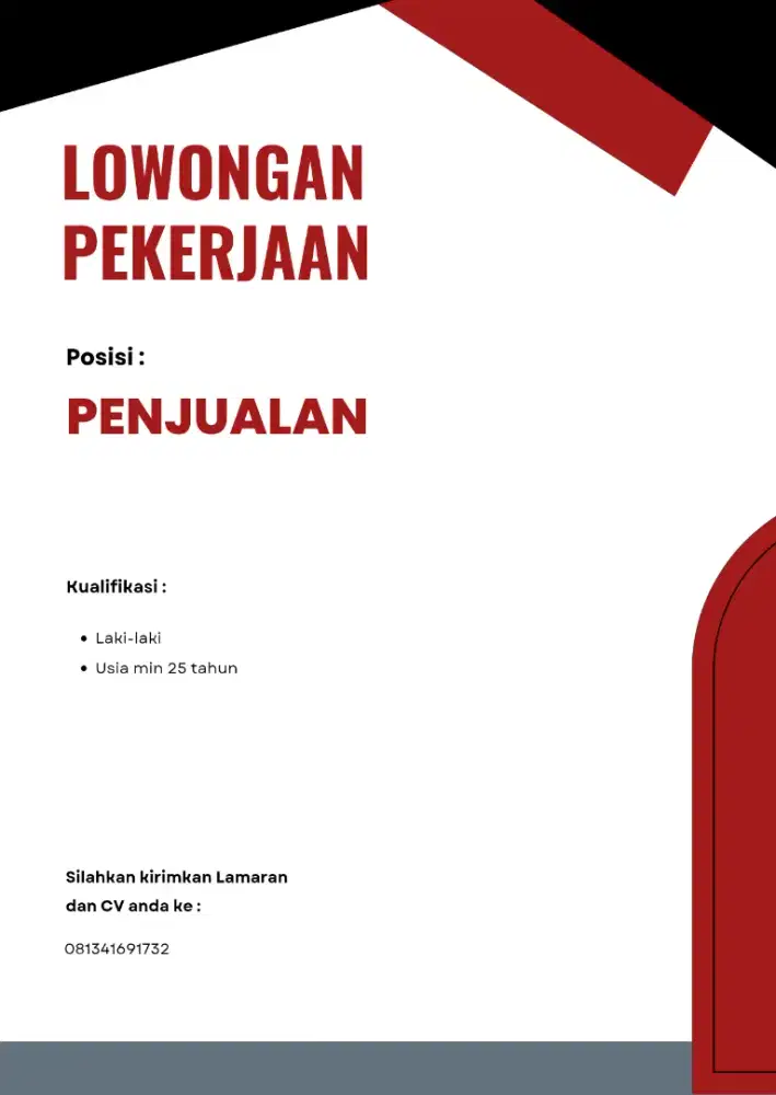 Dibutuhkan Lowongan pekerjaan bagian Penjualan