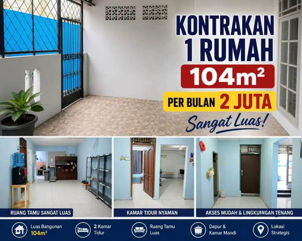 DISEWAKAN Rumah Nyaman 104m², 2KT 2KM – Tegal Amba Duren Sawit

Murah
