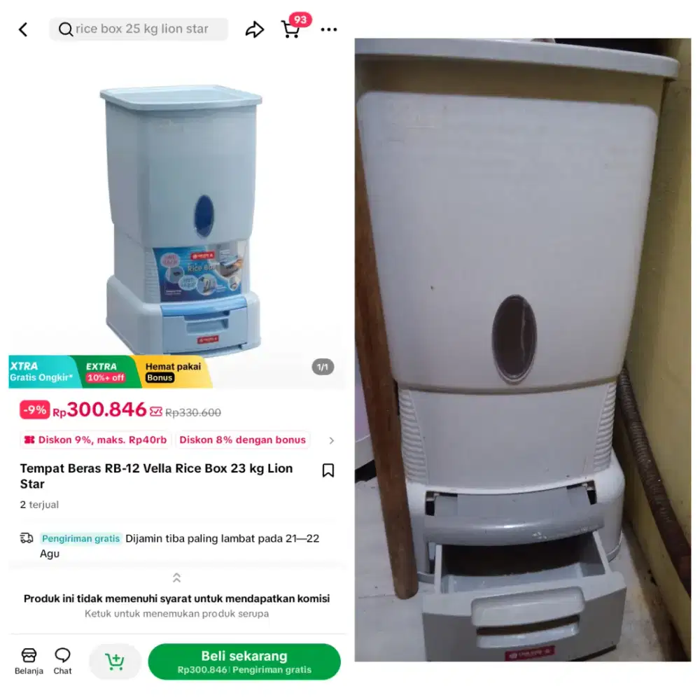 Tempat beras 23kg (±25L)