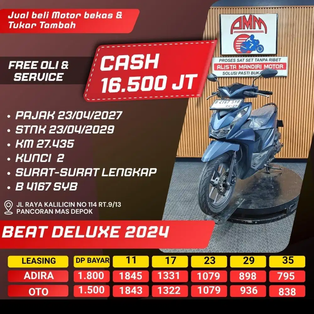 BEAT DELUXE 2024 PAJAK HIDUP KUNCI 2 CASH / KREDIT ALISTA