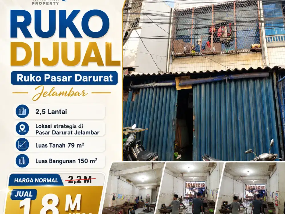 Jual Cepat Ruko Pasar Darurat Lokasi Strategis Cocok Untuk Usaha Jakarta Barat