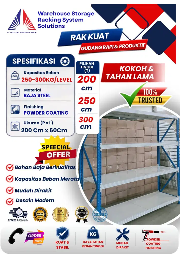 RAK SHELVING 250-300 Kg Per Shelving Anti karat siap Kirim