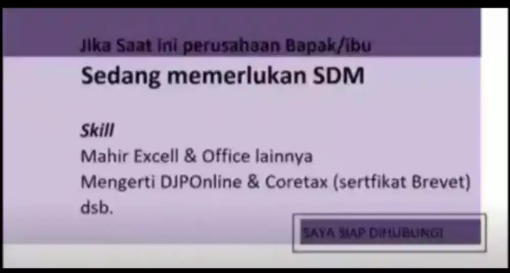 Mencari kerja segera berpengalaman