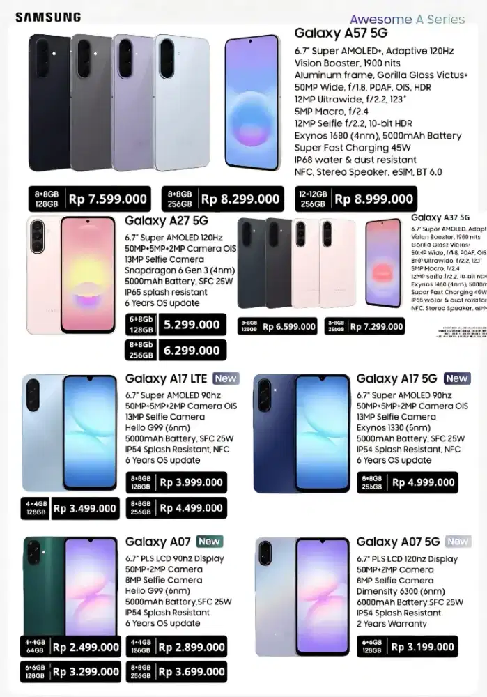samsung A57 dan a37