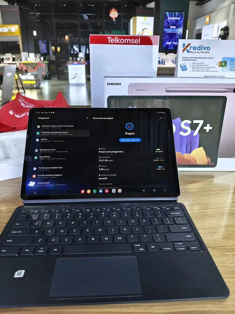Samsung Tab S7+ 5g 8/256gb cellular sepaket keyboard ori