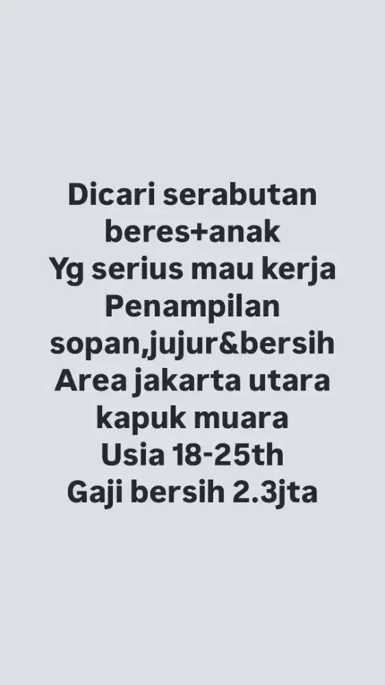 Cari mba serabutan nginap rumah
