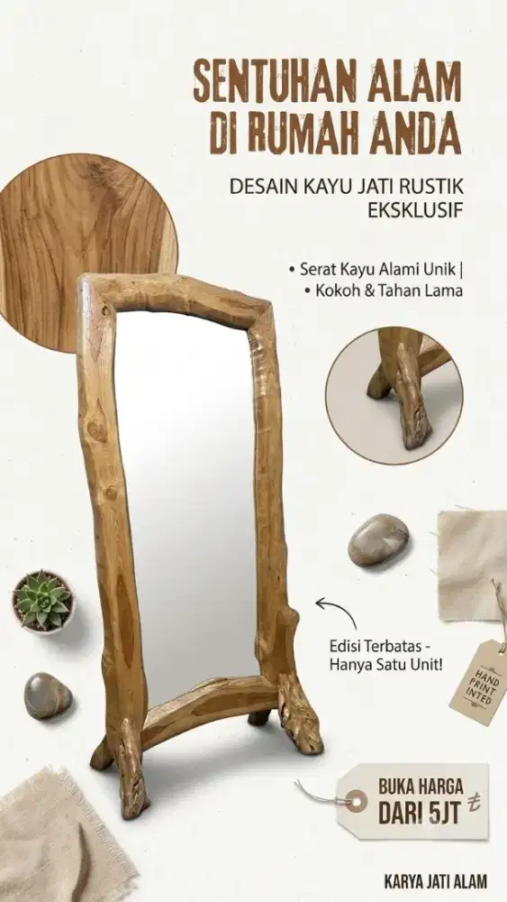 Di Jual Stand Mirror Kayu Jati Jumbo