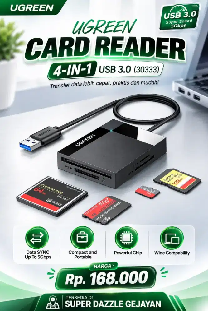UGREEN CARD READER 4-IN-1 (30333)
