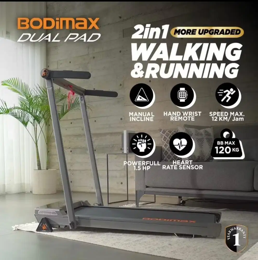 Treadmill Bodimax Dual Pad with incline